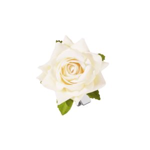 Matra Rose Hair Clip Artificial Flower Accessory Bridal Hairpin Floral White Brooch for Bun Braid Juda Hairstyle Wedding Party Bride for Women and Girls
