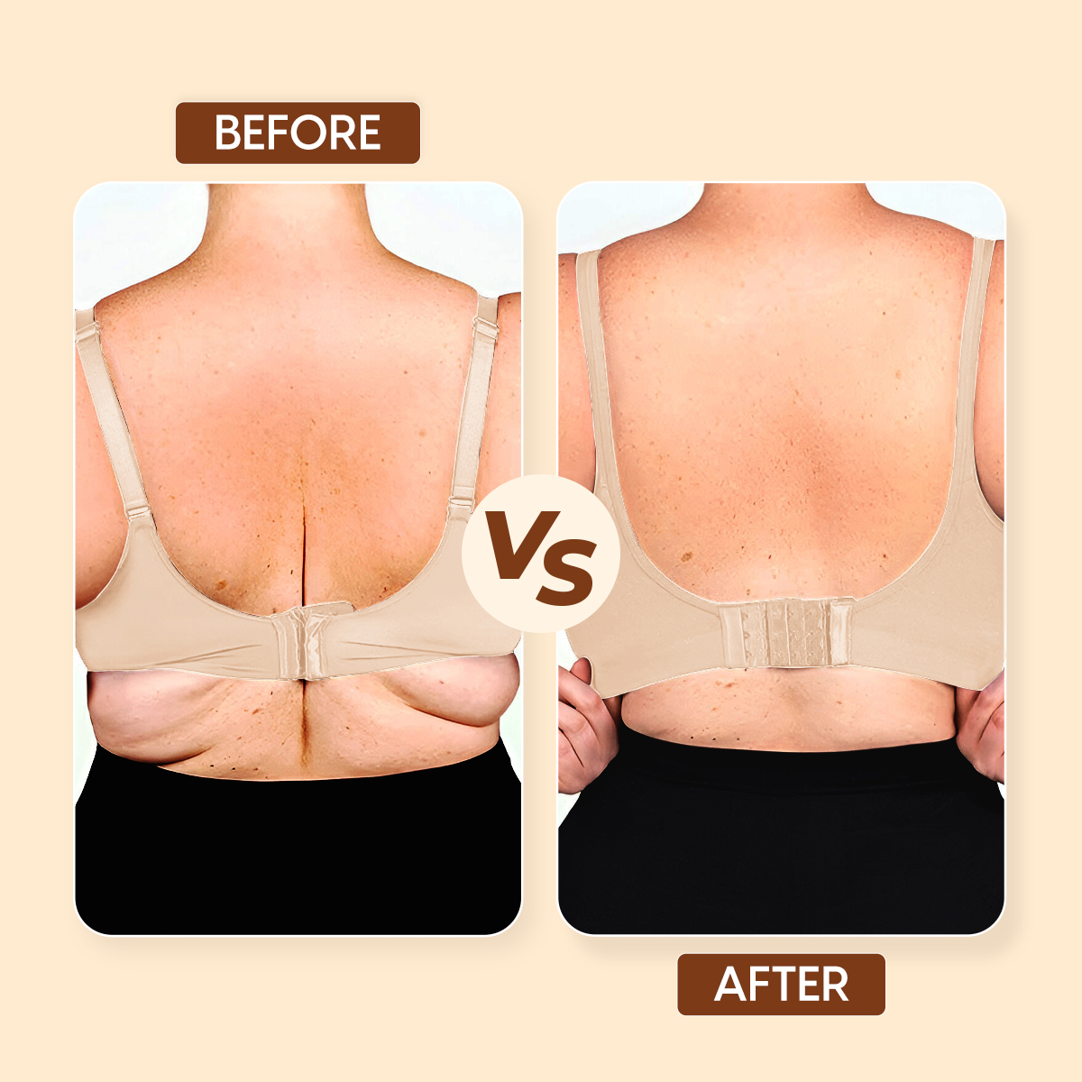 Matra Bra Extender Stretchable Elastic Extension Strap Adjustable Buckle 3 Hook 3 Eye Beige Black 2Pc - Image 3