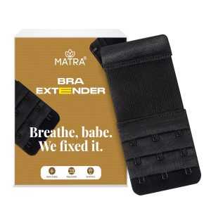 Matra Bra Extender Stretchable Elastic Extension Strap Adjustable Buckle Clasp 3 Hook 3 Eye Black