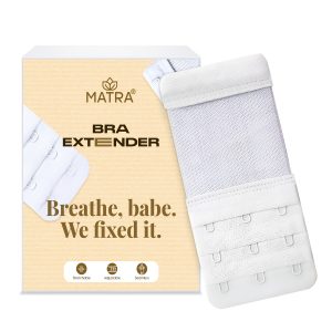 Matra Bra Extender Stretchable Elastic Extension Strap Adjustable Buckle Clasp 3 Hook 3 Eye White