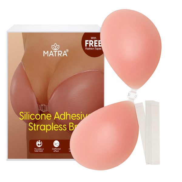 Matra Silicone Adhesive Strapless Bra Reusable Invisible Stick On Sticky Tube and Free Fashion Tapes