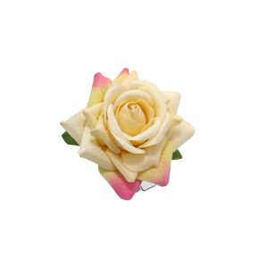 Matra Rose Artificial Flower Hair Clip Bridal Floral Brooch Pin Bun Braid Juda Orange