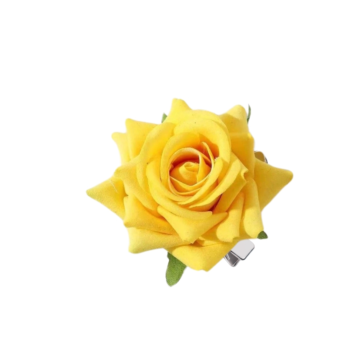 Matra Rose Artificial Flower Hair Clip Bridal Floral Brooch Pin Bun Braid Juda Yellow