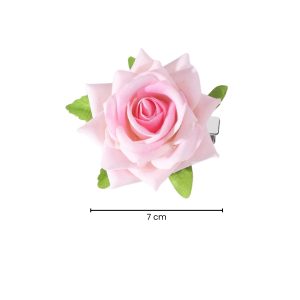 Alternative view of Matra Rose Artificial Flower Hair Clip Bridal Floral Brooch Pin Bun Braid Juda Pink