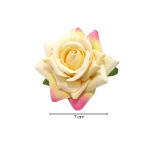 Alternative view of Matra Rose Artificial Flower Hair Clip Bridal Floral Brooch Pin Bun Braid Juda Orange
