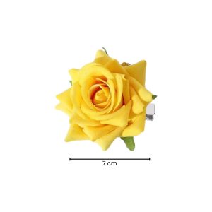 Alternative view of Matra Rose Artificial Flower Hair Clip Bridal Floral Brooch Pin Bun Braid Juda Yellow