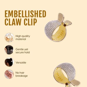 Alternative view of Matra Embellished Ponytail Holder Rhinestone Studded Gold Hair Clutcher