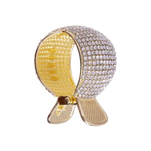 Matra Embellished Ponytail Holder Rhinestone Studded Gold Hair Clutcher