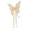 Matra Embellished Butterfly Wings Rhinestone Tassel Pearl Studded Gold Hair Clutcher