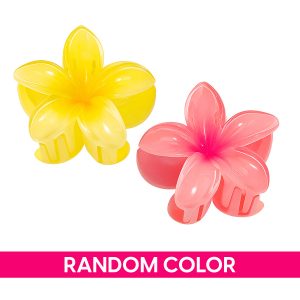 Matra Flower Claw Clip Hair Clutcher Hawaiian Plumeria Summer Beach Accessories Large Clutches 2Pc