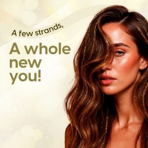 Alternative view of Matra Tinsel Hair Extensions Glitter Highlight Strands Sparkling Colored Fairy Hair Strips (Golden)