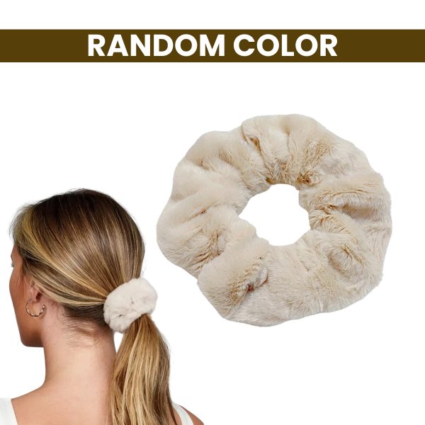 Matra Faux Fur Scrunchies Fluffy Fuzzy Hair Tie Ponytail Holders Furry Rubber Bands Random Color