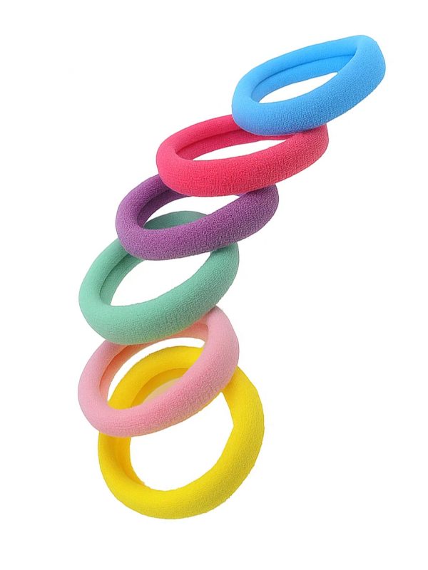 Matra Hair Rubber Bands Elastic Ponytail Holder Ties Soft Thick Stretchable Scrunchies Pack of 6