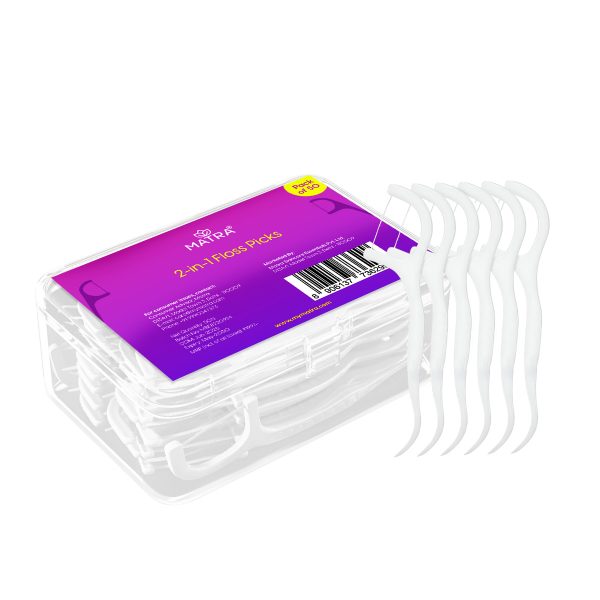 Matra Dental Floss Picks Flosser Sticks with Toothpick for Deep Clean, Fresh Breath & Oral Care (50 pcs)
