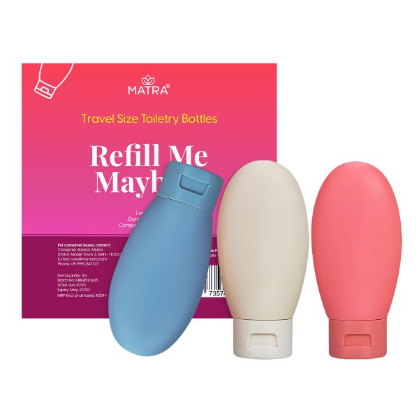 Matra Travel Toiletry Bottles Empty Container Small 60ml Lotion Shampoo Set 3Pc
