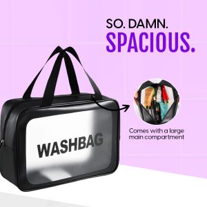 Alternative view of Matra Wash Bag Transparent Travel Toiletry Organizer Makeup Cosmetic Pouch Kit Handle Large Black