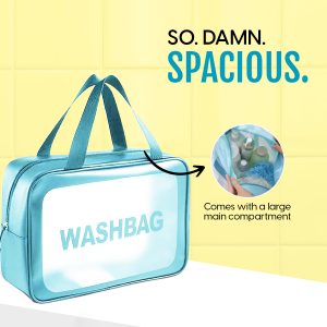 Alternative view of Matra Wash Bag Transparent Travel Toiletry Organizer Makeup Cosmetic Pouch Kit Handle Large Blue