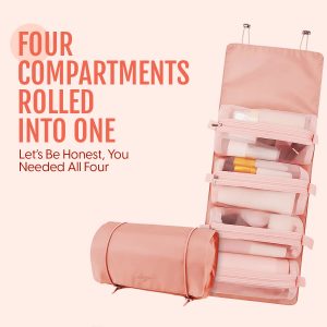 Alternative view of Matra Roll-Up Makeup Pouch Cosmetic Travel Organizer Hanging Toiletry Bag Skincare Vanity Kit Pink