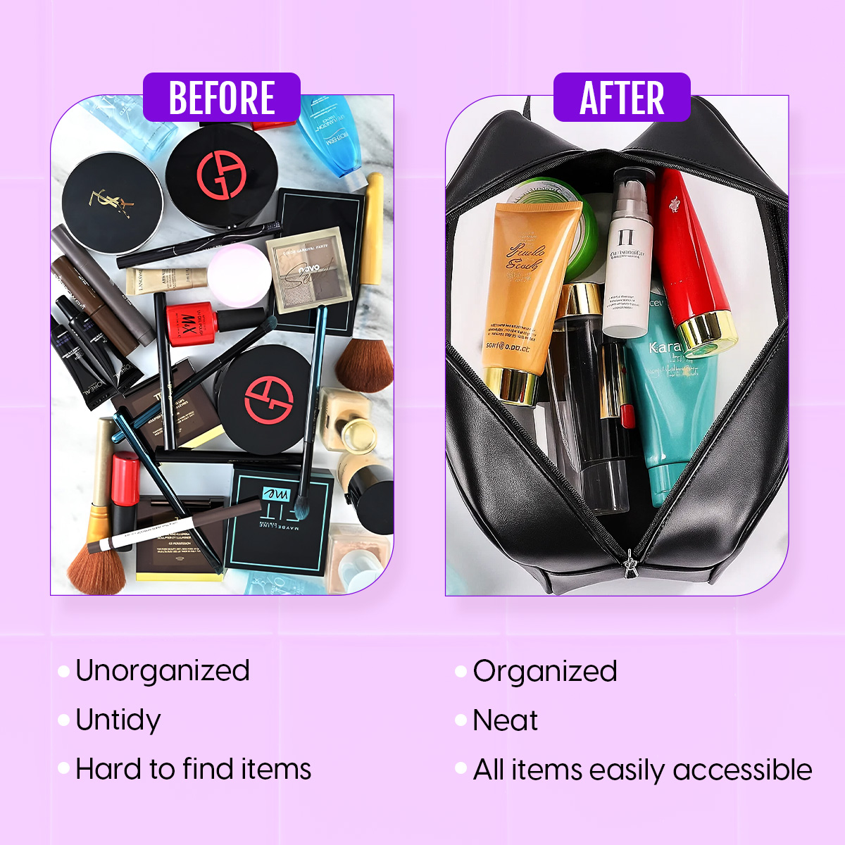 Matra Wash Bag Transparent Travel Toiletry Organizer Makeup Cosmetic Pouch Kit Handle Large Black - Image 7