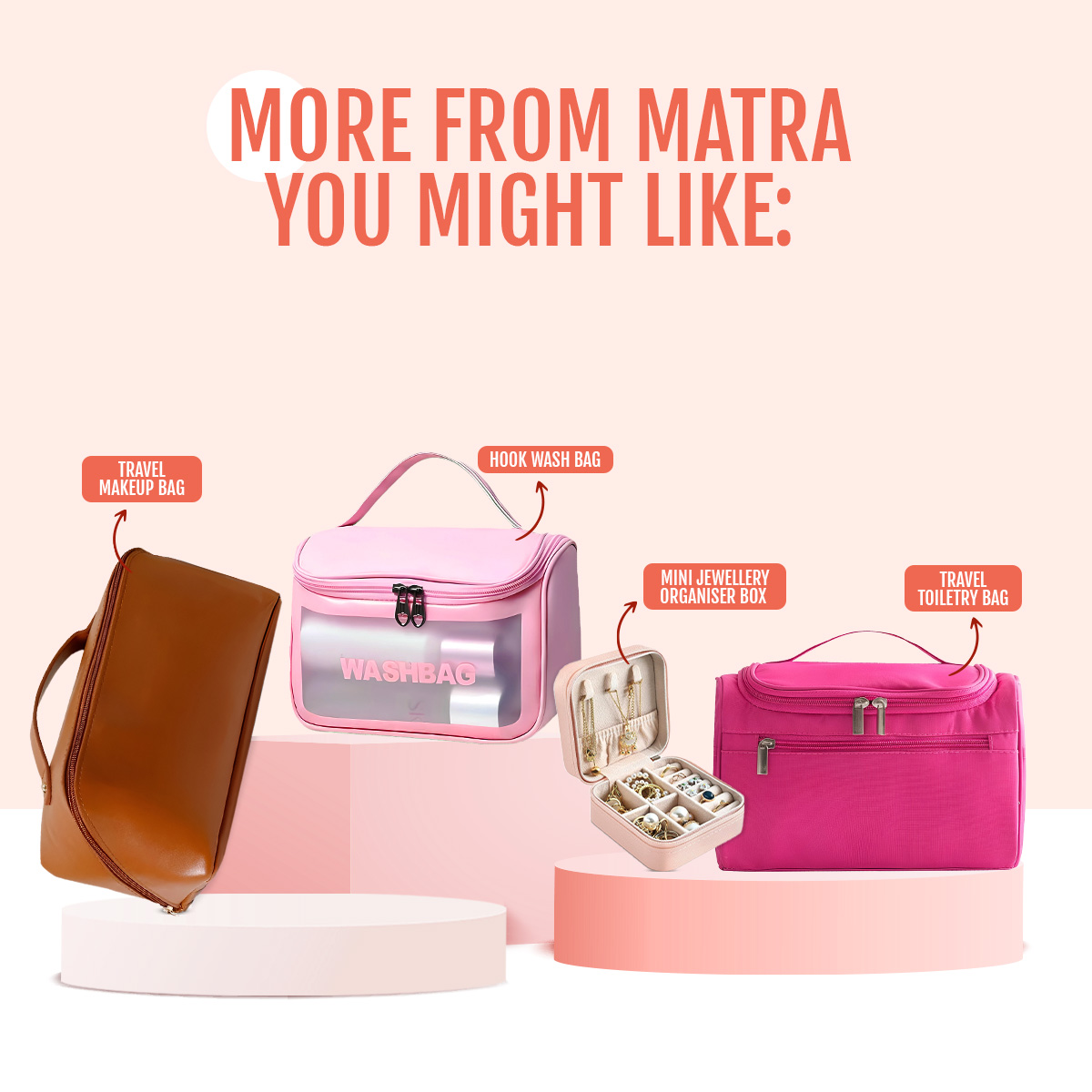 Matra Roll-Up Makeup Pouch Cosmetic Travel Organizer Hanging Toiletry Bag Skincare Vanity Kit Pink - Image 8