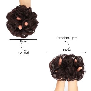 Alternative view of Matra Messy Bun Hair Scrunchie Artificial Rubber Band Elastic Tie Fake Juda Extension Black