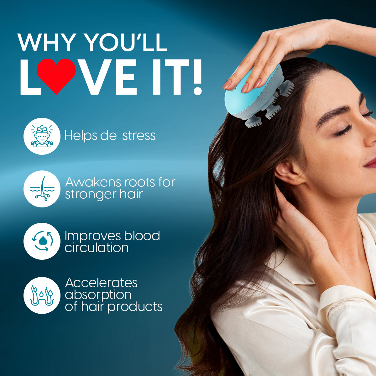 Matra Electric Scalp Massager for Hair Growth, Head & Body for Relaxation Rechargeable Handheld - Image 2