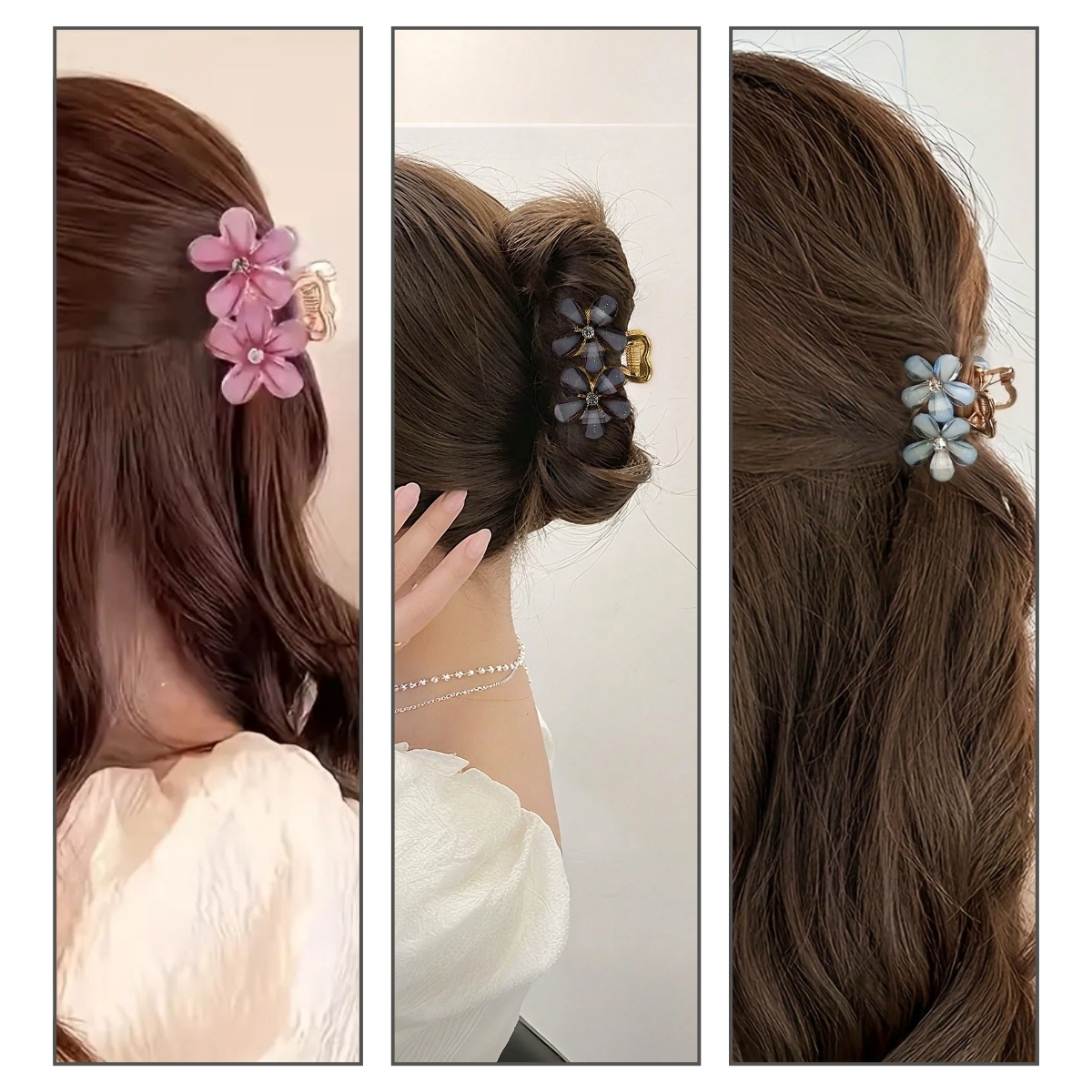 Matra Hair Clips Mini Flower Clutchers Small Daisy Crystal Gold Rhinestone Cute Claw Clutches 6Pc - Image 3