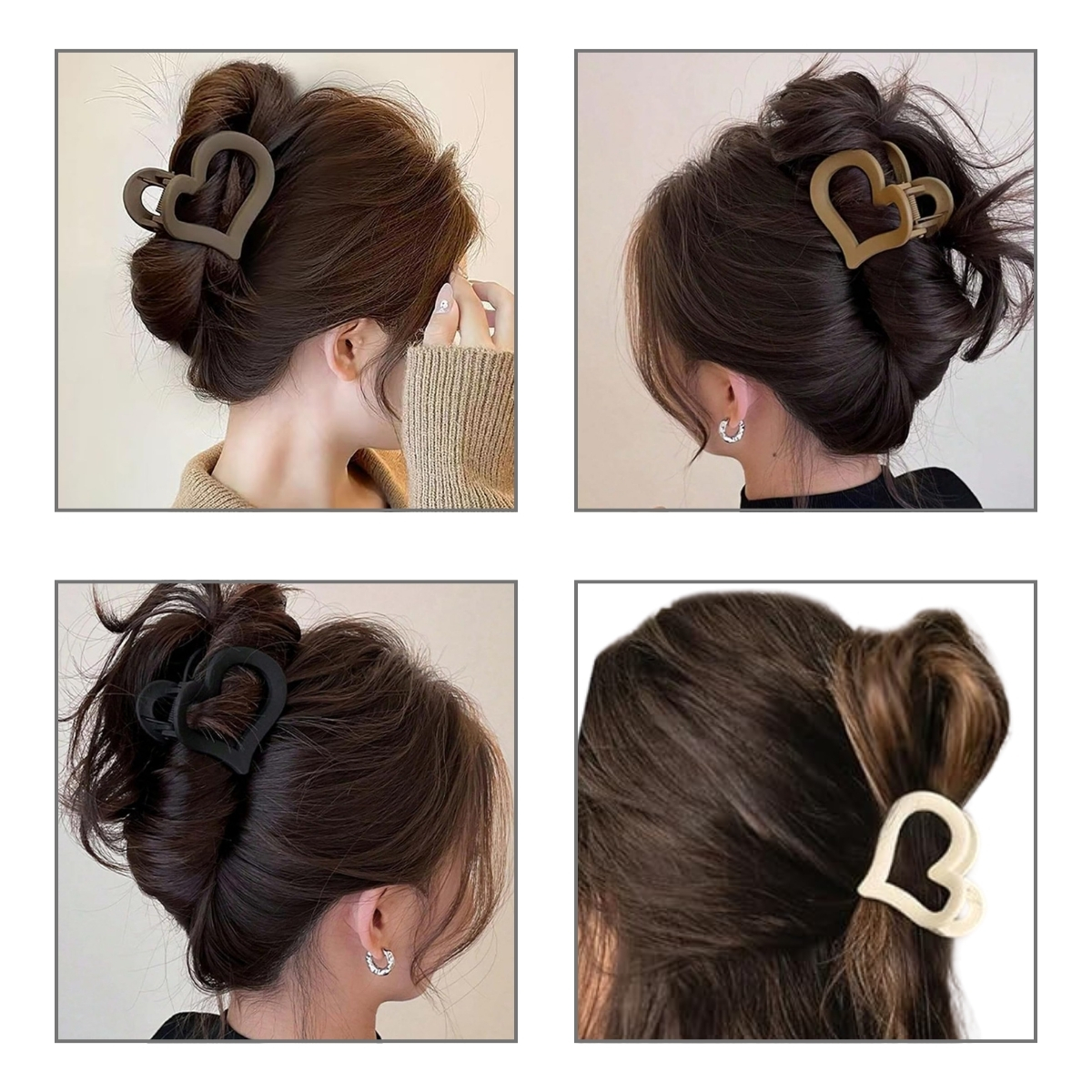 Matra Heart Shaped Claw Clip Matte Clutcher Nonslip Strong Hold Medium Size Clutches Random Colour (2Pc) - Image 4