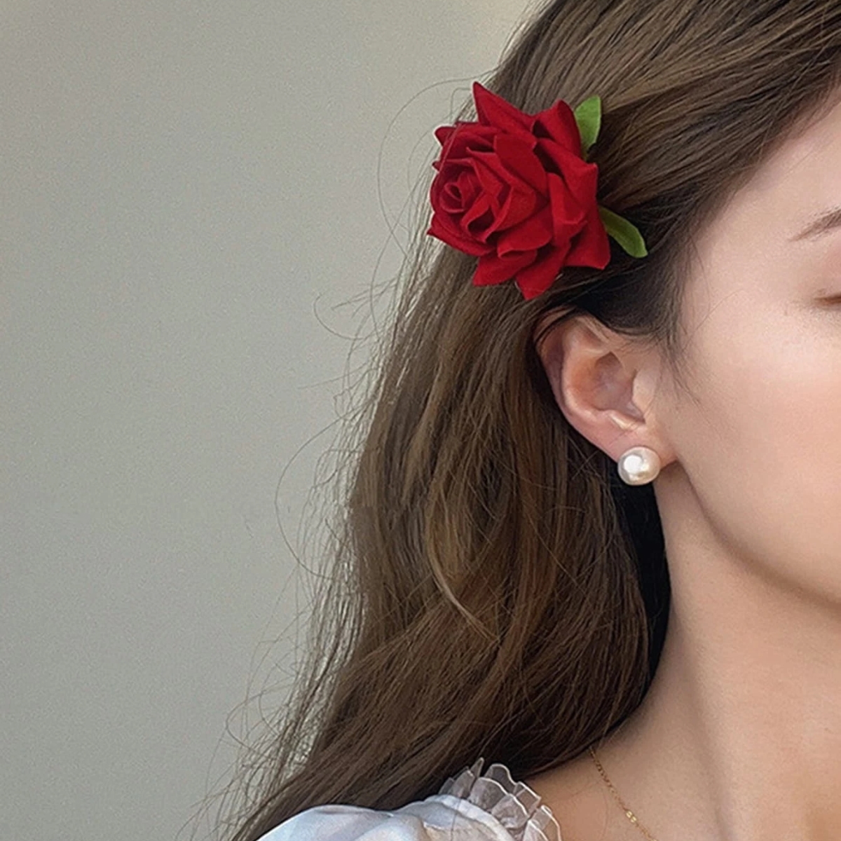 Matra Rose Hair Clip Artificial Flower Accessory Bridal Floral Brooch Pin Bun Braid Juda Red Orange 2Pc - Image 4