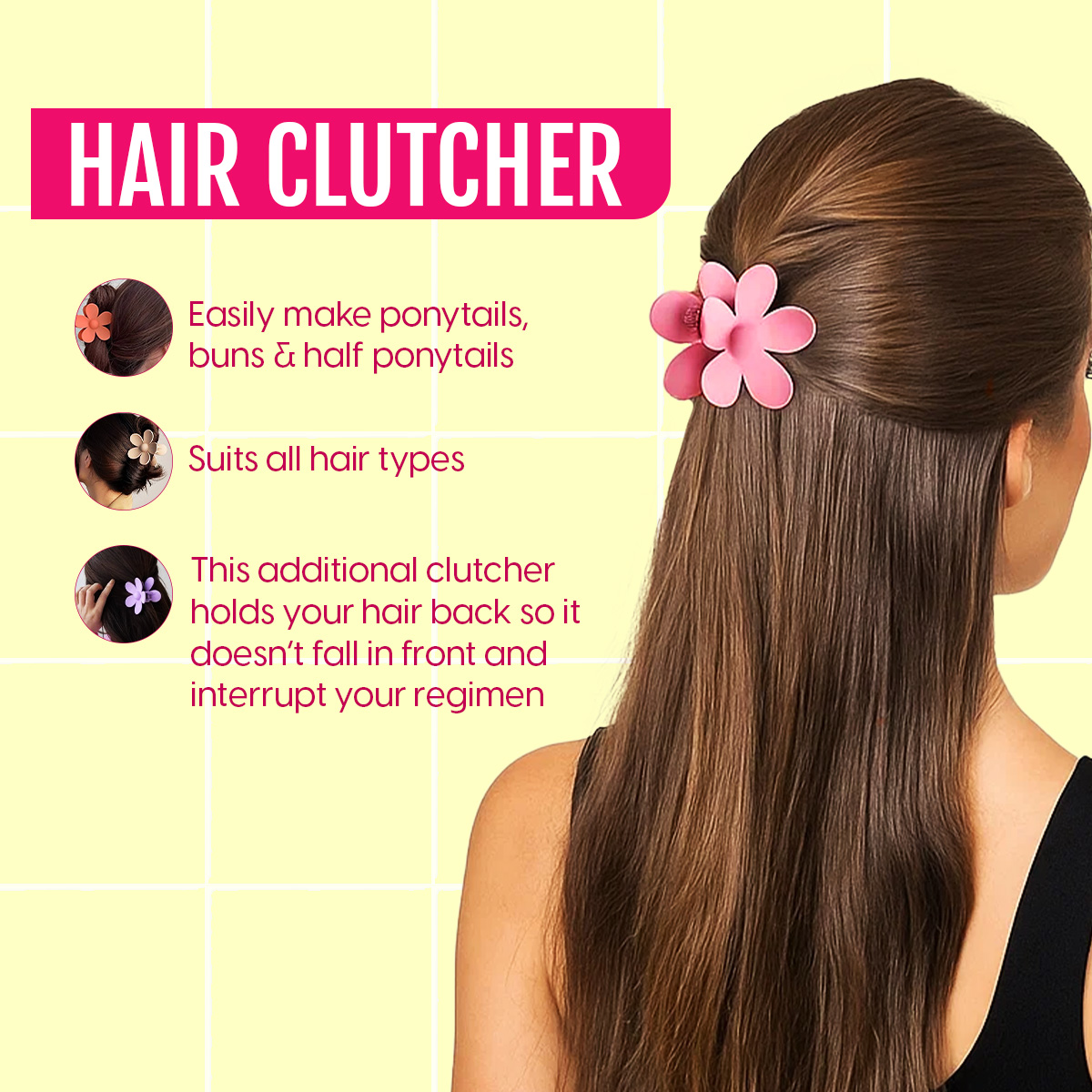 Matra Bow Headband Wristband & Claw Clip Hair Clutcher Set for Facewash Spa Makeup SkincareCombo 4Pc - Image 4