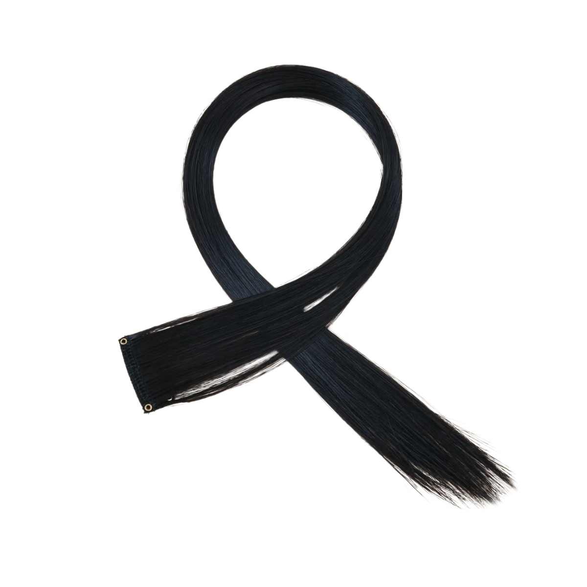 Matra Black Hair Extensions Straight Artificial Clip On Strip Synthetic Long Wig Streak 55cm - Image 5