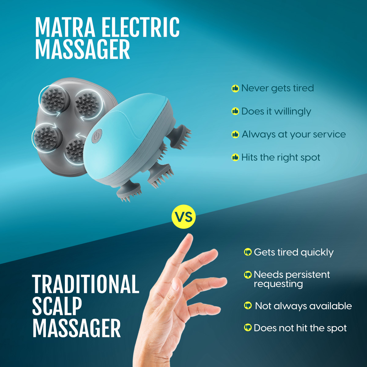 Matra Electric Scalp Massager for Hair Growth, Head & Body for Relaxation Rechargeable Handheld - Image 6