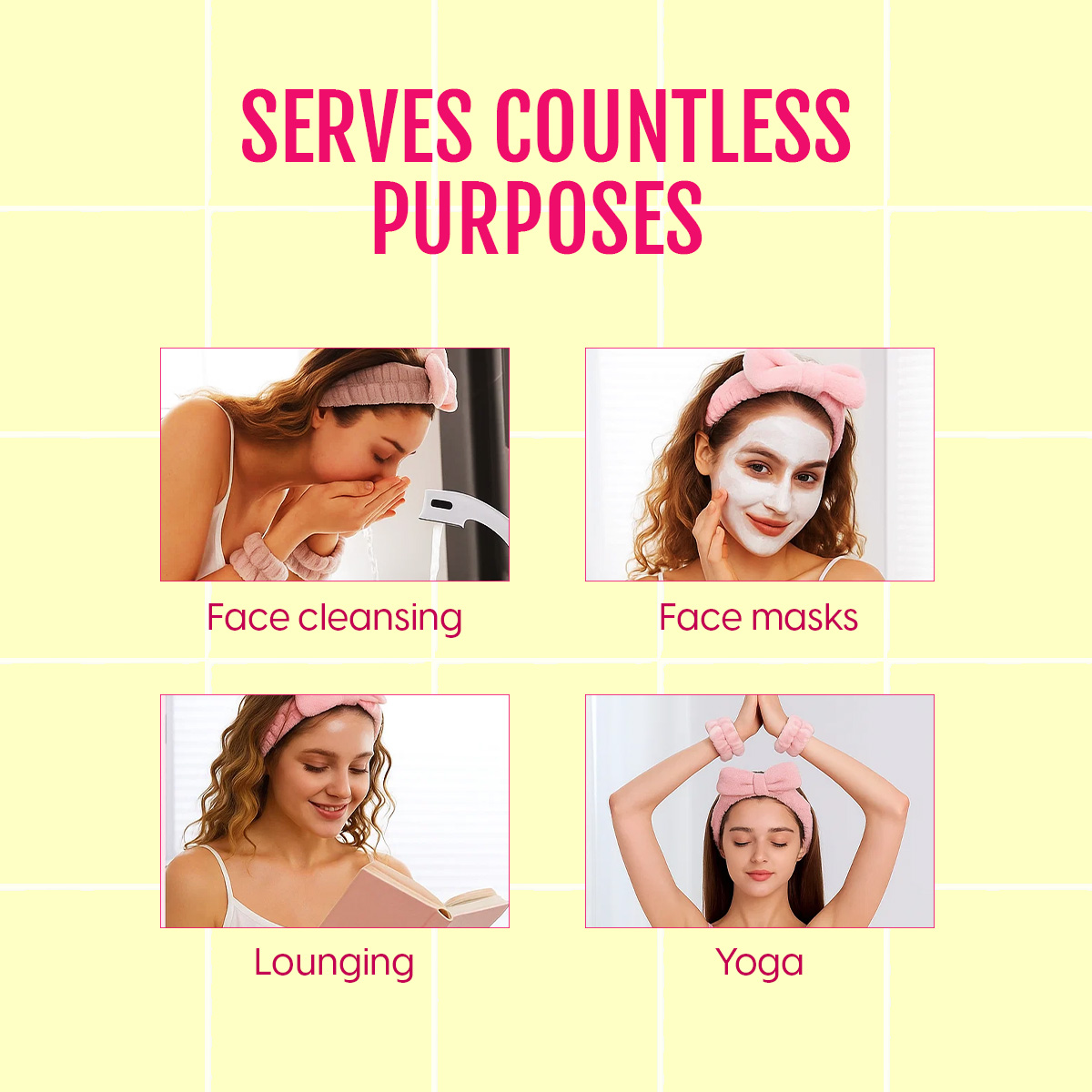 Matra Bow Headband Wristband & Claw Clip Hair Clutcher Set for Facewash Spa Makeup SkincareCombo 4Pc - Image 6