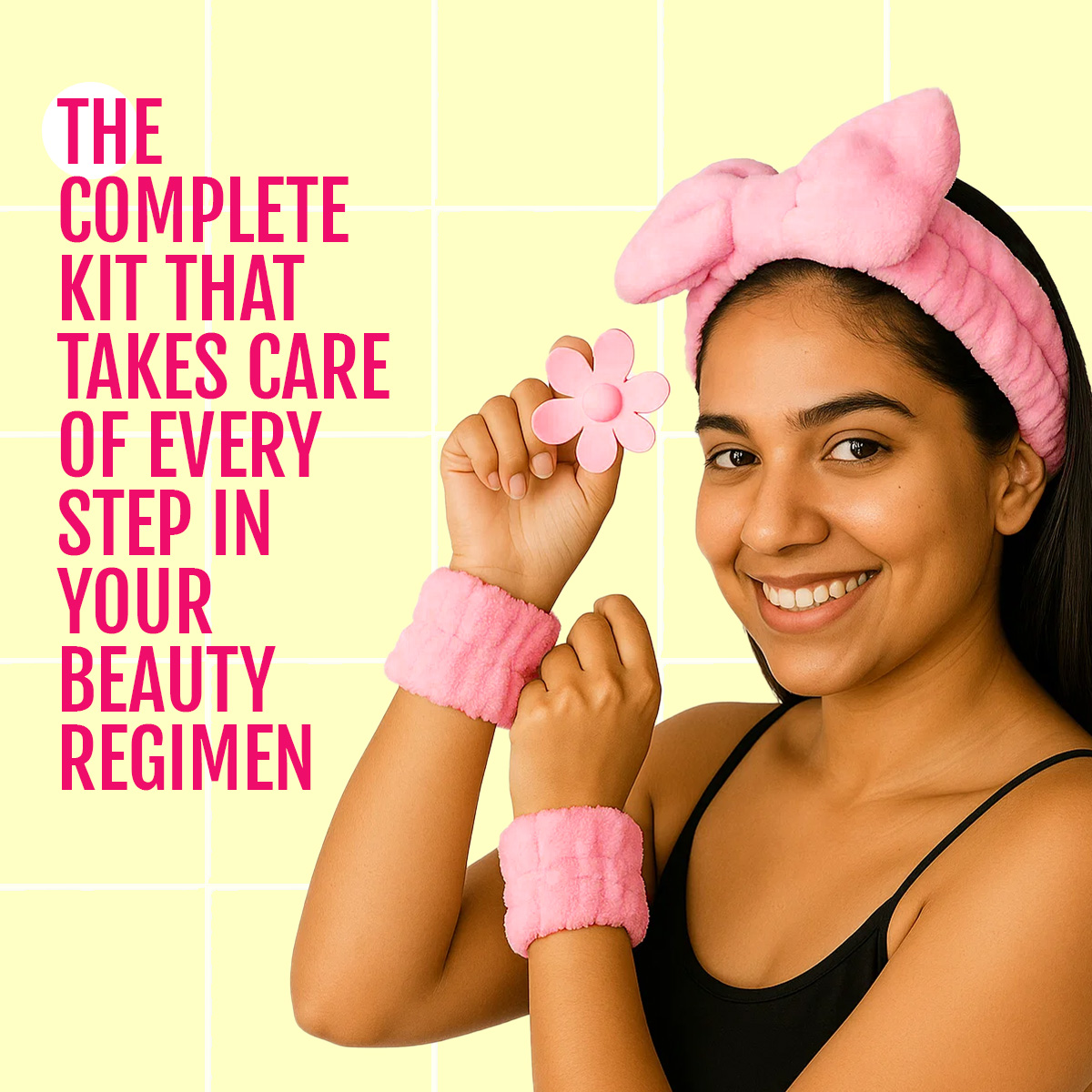 Matra Bow Headband Wristband & Claw Clip Hair Clutcher Set for Facewash Spa Makeup SkincareCombo 4Pc - Image 7