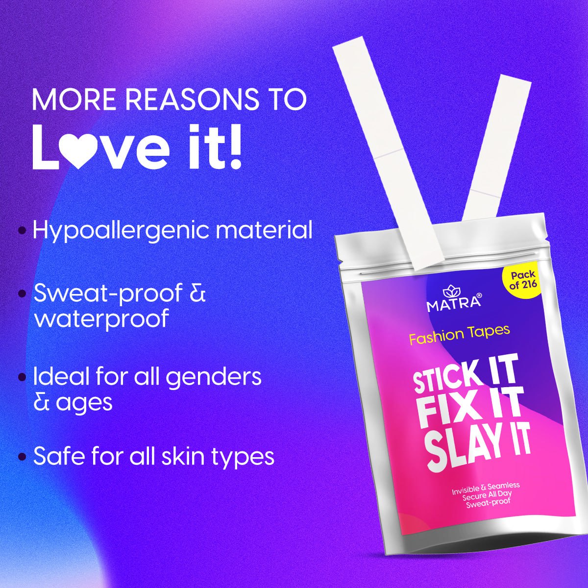 Matra Double-Sided Fashion Tape Invisible Dressing Tape Strips (216Pcs) - Image 6