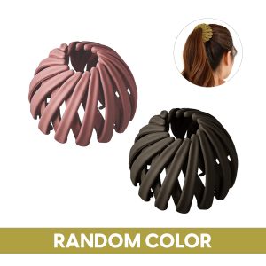 Matra Bird Nest Hair Clip Ponytail Bun Holder Round Claw Band Ball Comb Clutcher Random Colour 2Pc