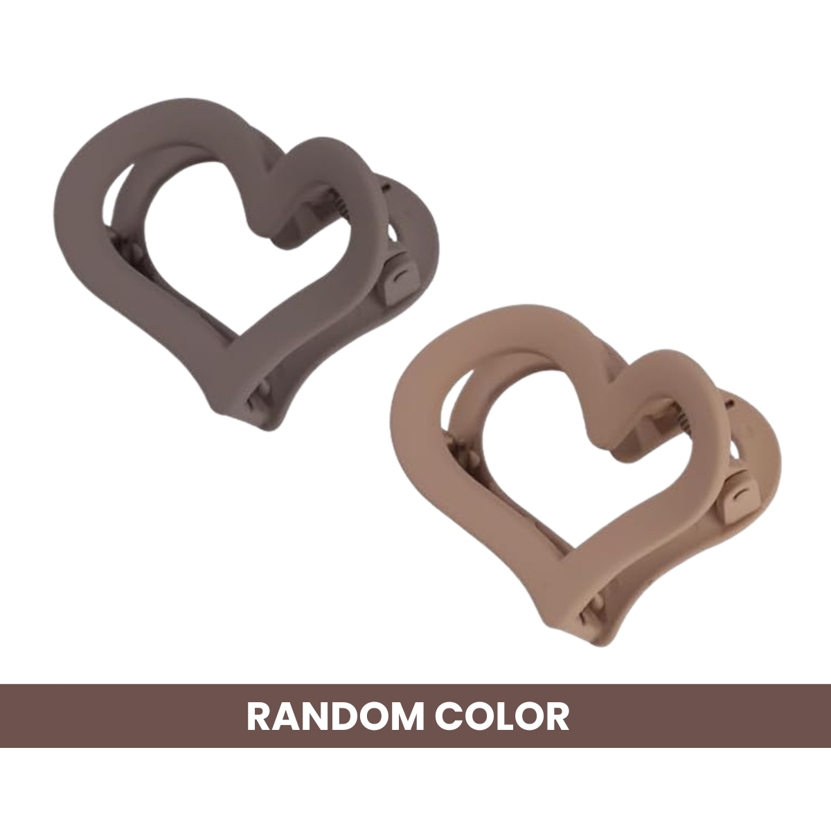 Matra Heart Shaped Claw Clip Matte Clutcher Nonslip Strong Hold Medium Size Clutches Random Colour (2Pc)