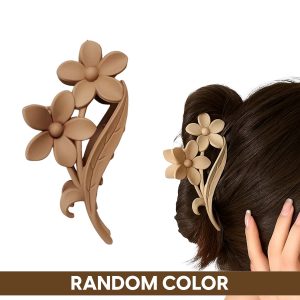 Matra Flower Claw Clip Matte Hair Clutcher Floral Daisy Pin Large Big Clutches Random Colour (1Pc)