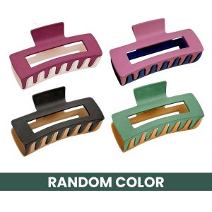 Matra Hair Claw Clip Dual Colour Rectangular Matte Clutcher Big Large Clutches Gift Set Pack 4Pc
