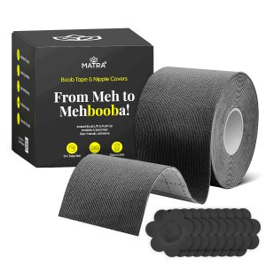 Matra 5m Boob Tape 10 Disposable Nipple Cover Pasties Body Tape Roll for Breast Lift & Push Up Black