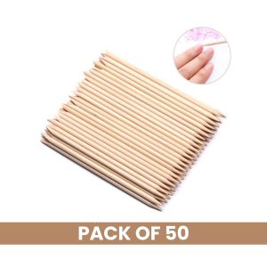 Matra Cuticle Pusher Remover Double-Sided Wood Nail Art Stick Manicure Pedicure Disposable Tool 50Pc