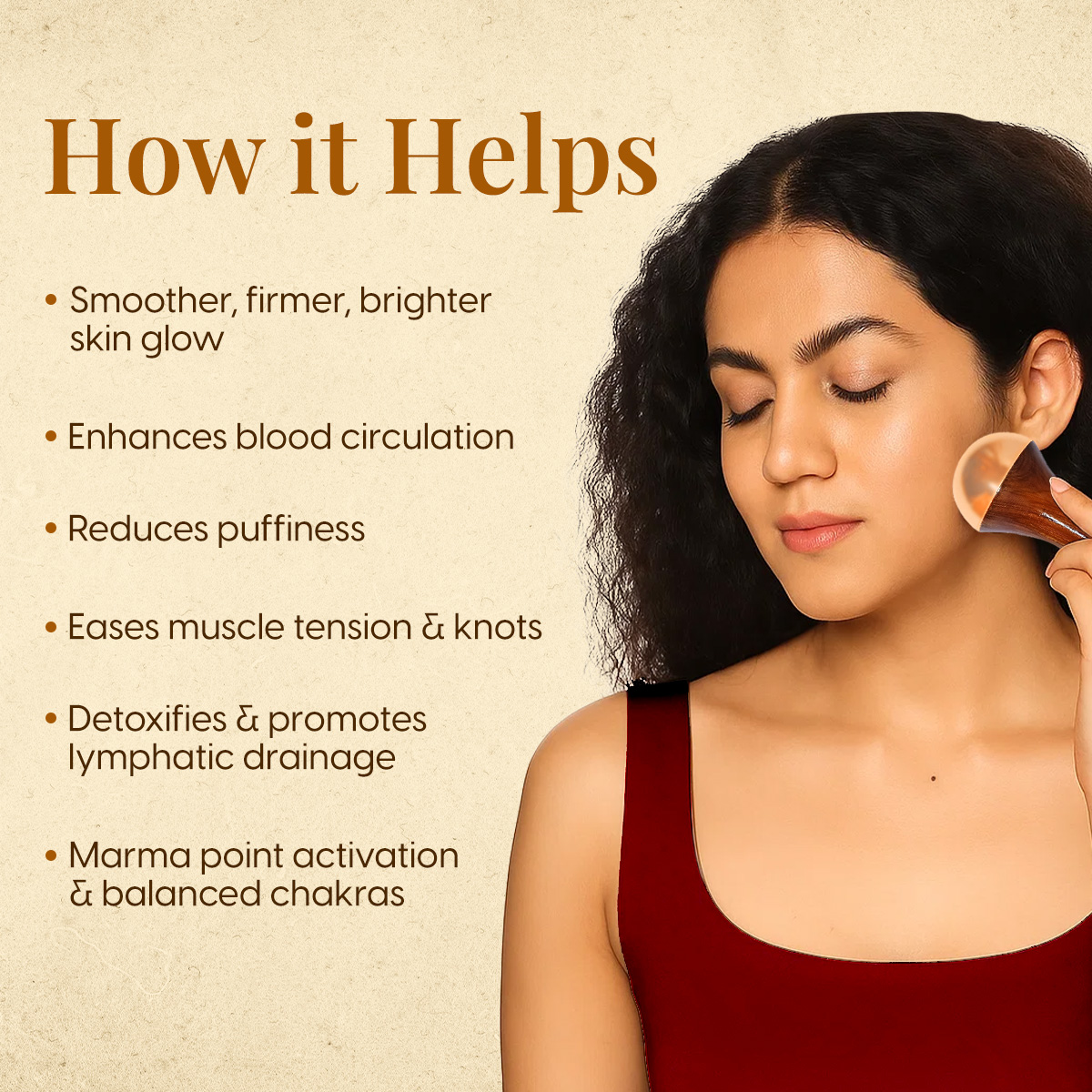 Matra Kansa Wand Massager for Face, Body & Feet - Natural Ayurvedic Bronze Foot, Neck & Facial Tool - Image 2