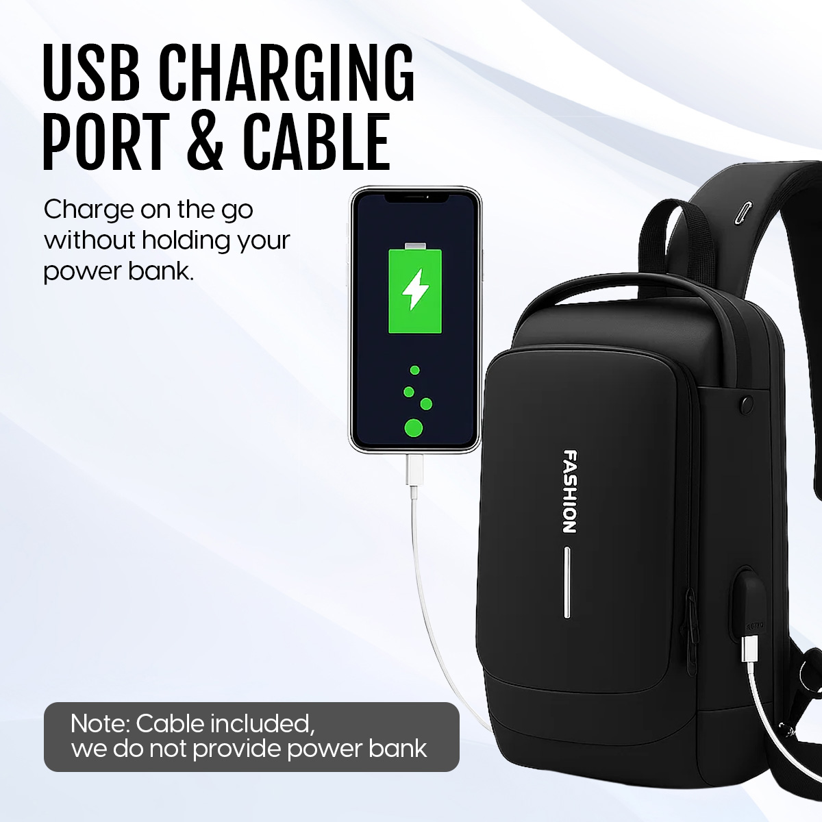 Matra Anti-Theft Crossbody Sling Bag USB Charging Port Lock Travel Shoulder Chest Backpack for Men - Image 4