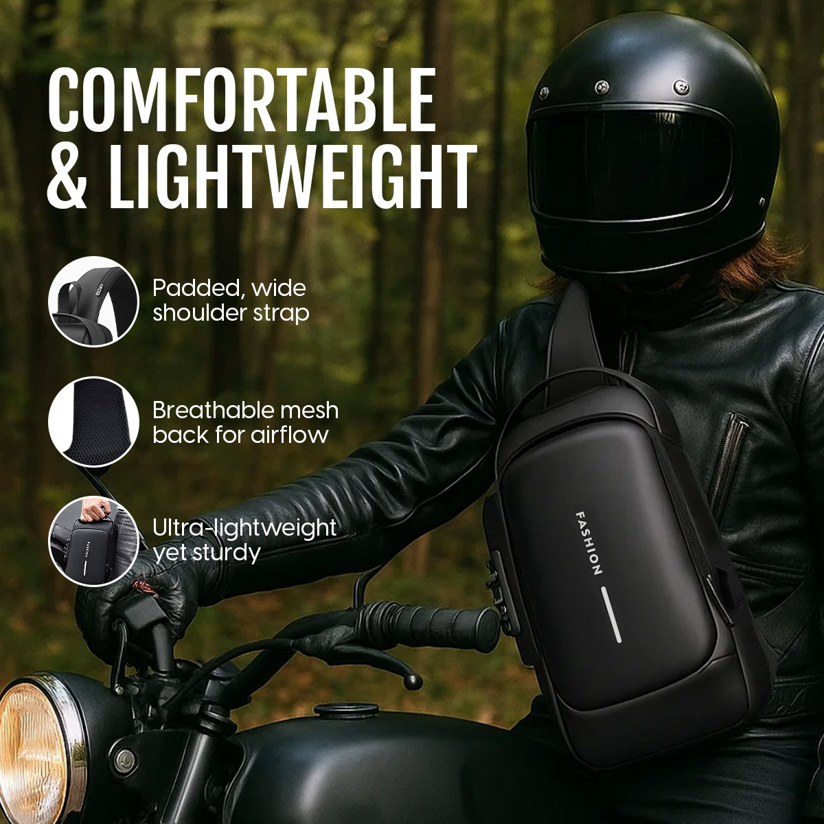 Matra Anti-Theft Crossbody Sling Bag USB Charging Port Lock Travel Shoulder Chest Backpack for Men - Image 5