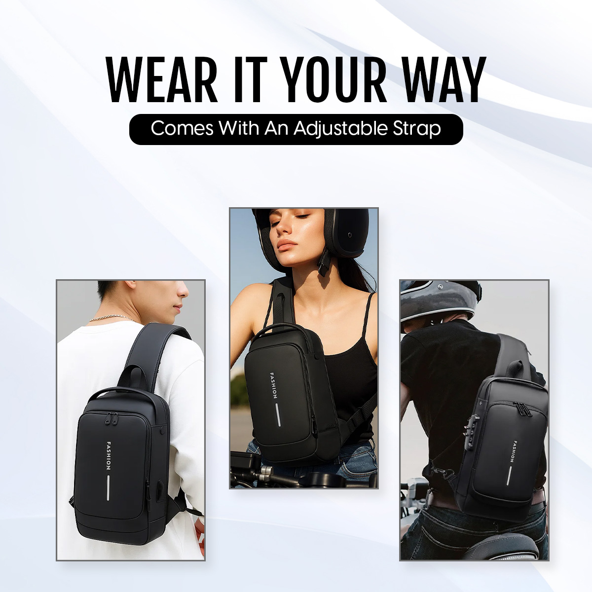 Matra Anti-Theft Crossbody Sling Bag USB Charging Port Lock Travel Shoulder Chest Backpack for Men - Image 6