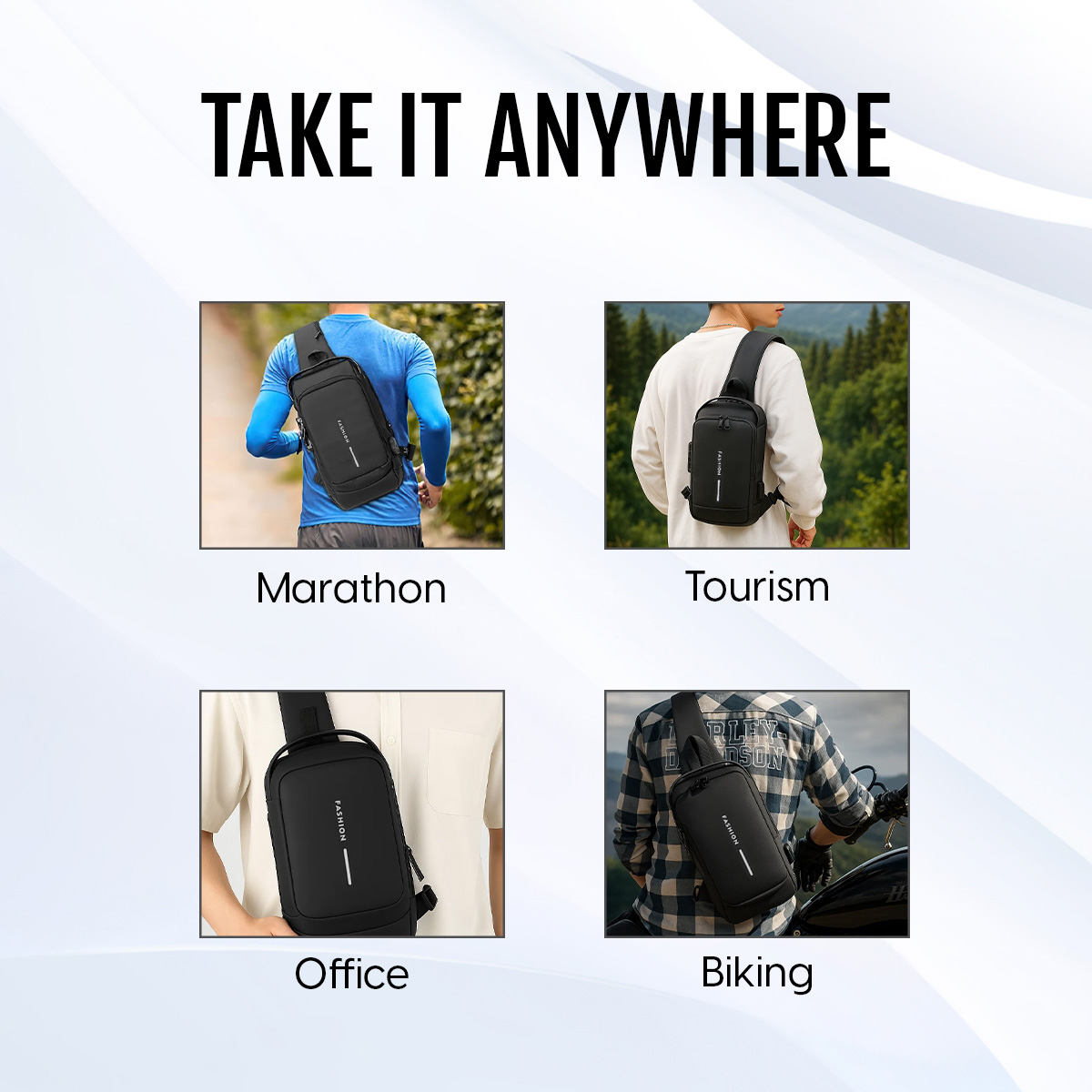 Matra Anti-Theft Crossbody Sling Bag USB Charging Port Lock Travel Shoulder Chest Backpack for Men - Image 7