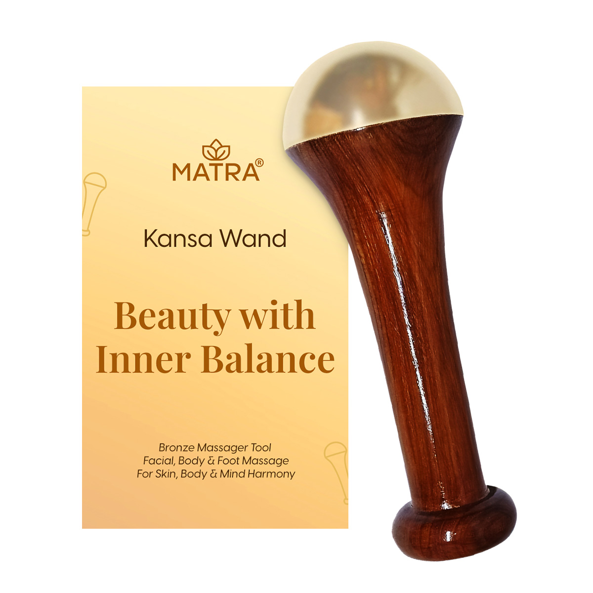 Matra Kansa Wand Massager for Face, Body & Feet - Natural Ayurvedic Bronze Foot, Neck & Facial Tool