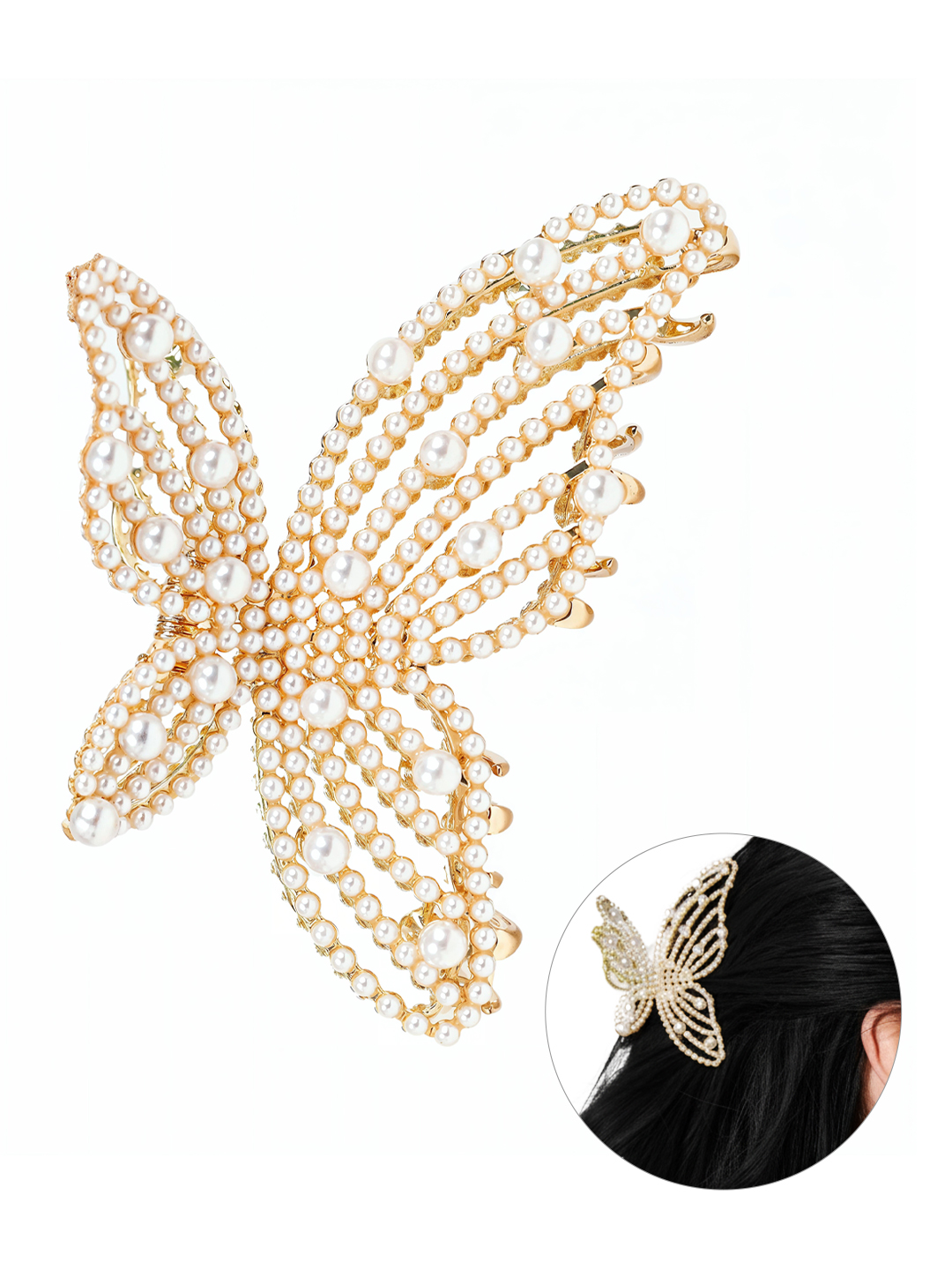 Matra Claw Clip Butterfly Hair Clutcher Embellished Large Big Metal Clutches Hair Accessories