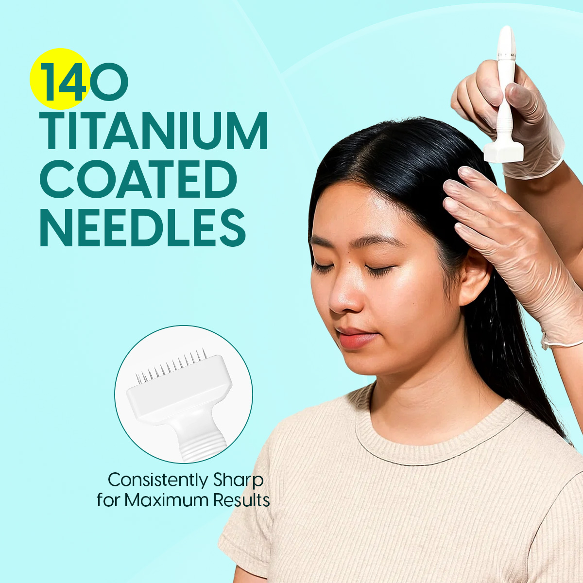 Matra Derma Stamp Skin Roller for Face, Beard & Hair 140 Adjustable Titanium Microneedles 0.25mm-3mm - Image 2