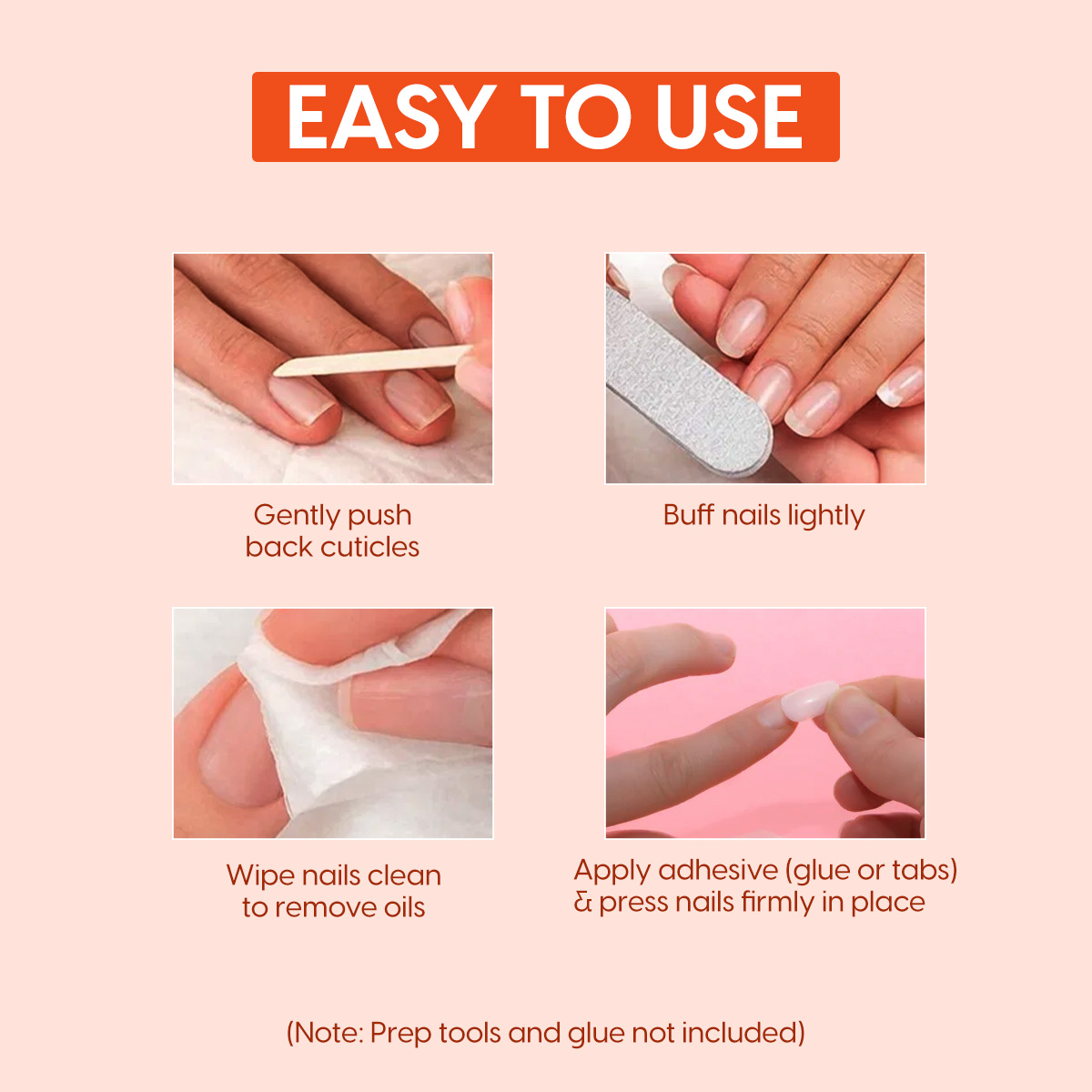 Matra Press On Nails French Manicure Tips Reusable Artificial Stick On Fake Extensions & Glue Tabs - Image 4